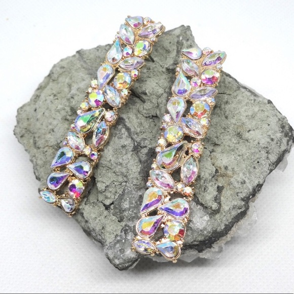 Iridescent Rhinestone Earrings - Picture 5 of 7